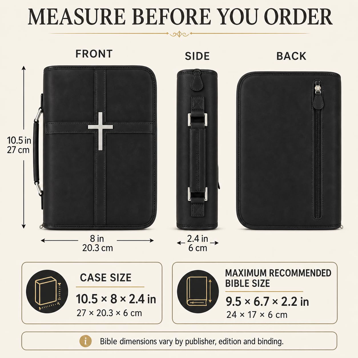 Cubierta de la Biblia, cubierta de libro para Biblia (negro)