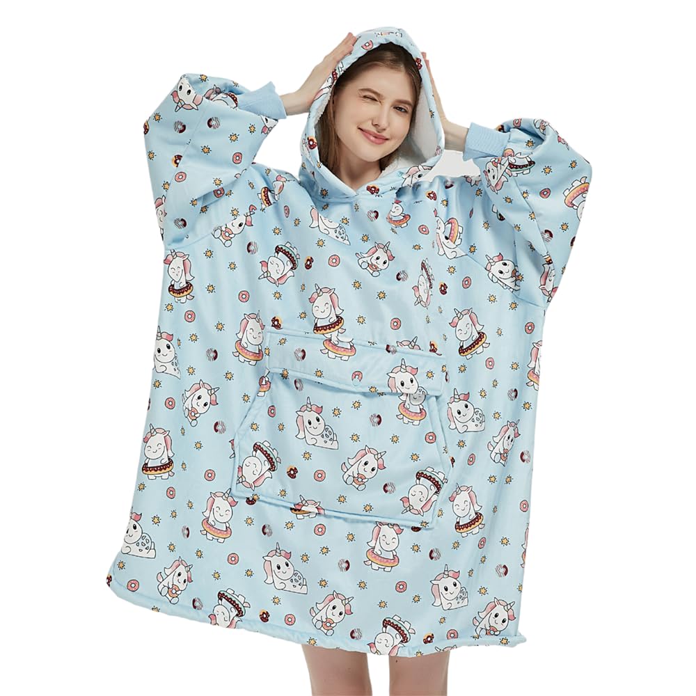 Krifey Wearable Blanket Hoodie, Oversized Sherpa Hooded for Women and Men, Cozy Sweatshirt with Giant Pocket