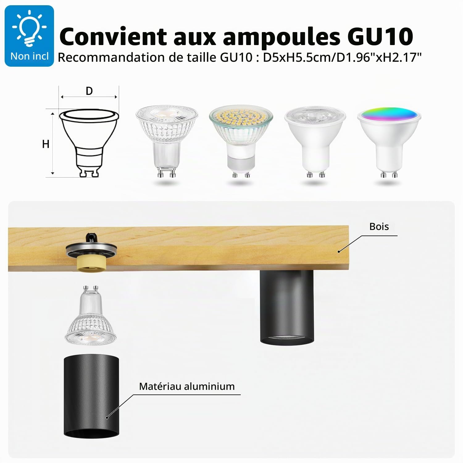 LVWIT Suspension Luminaire Industrielle à 6 Lumières,GU10 Suspension de Cuisine en Bois Noir pour îlot Central, Luminaire Salon 1145CM, Lustre Salle a Manger (Sans ampoule)