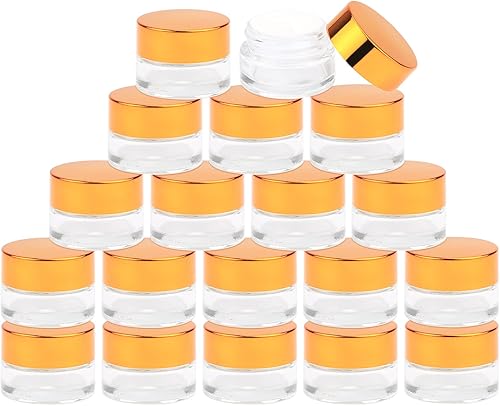 Miniatura 1 de Wresty 19 frascos de vidrio transparente para cosméticos, 0.18 oz, redondo, recargable, recipiente para crema cosmética, contenedor vacío para