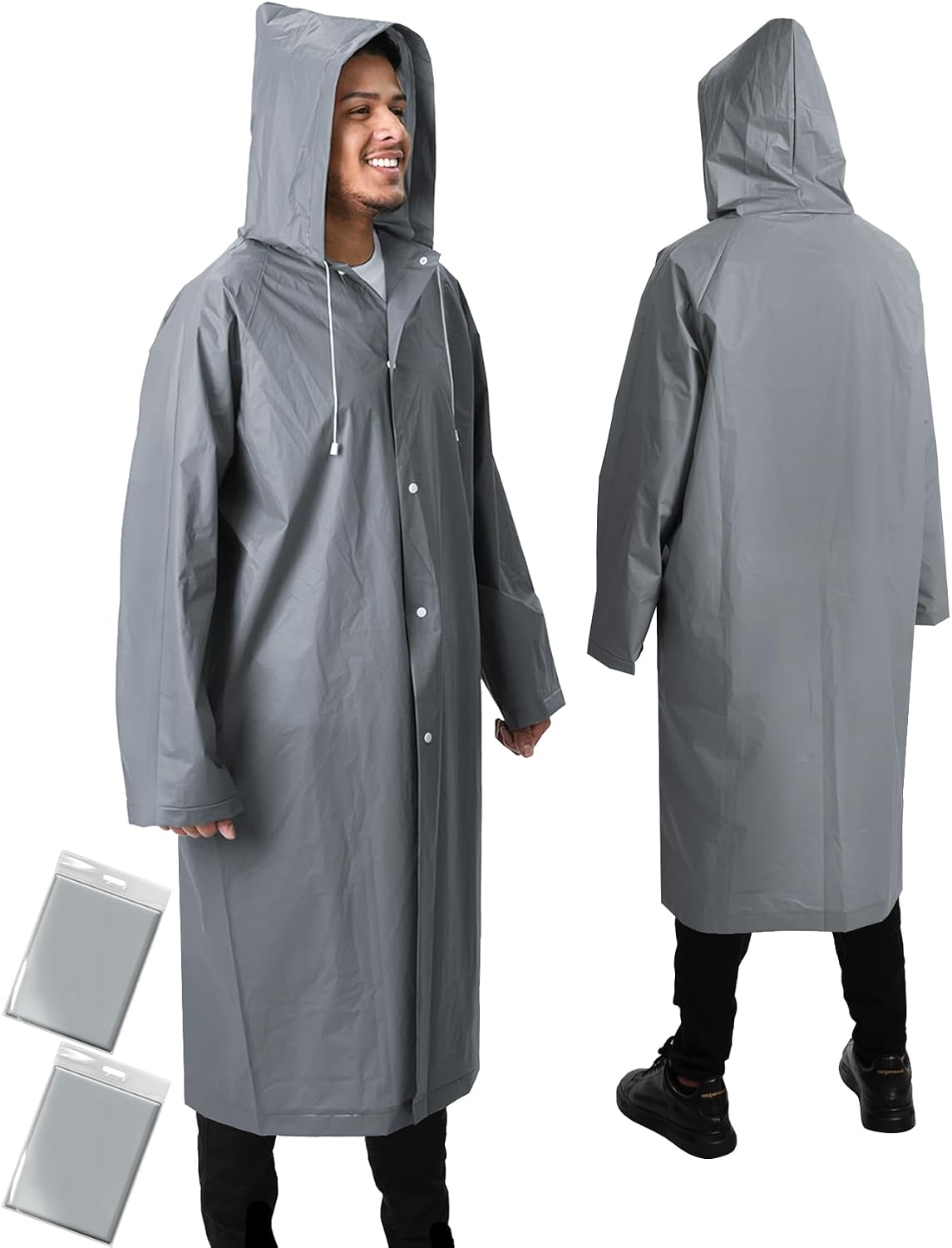 ANYOO Rain Ponchos for Adults Lightweight Reusable Raincoats for Men Women Emergency Rain Jacket with Hood 2 Pack