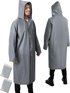 Regenponcho Wasserdicht 2 Stück Regenmantel Lang für Herren Damen, Leicht Regencape Regenschutz mit Kapuze für Festivals Camping Wandern Reisen, Einheitsgröße