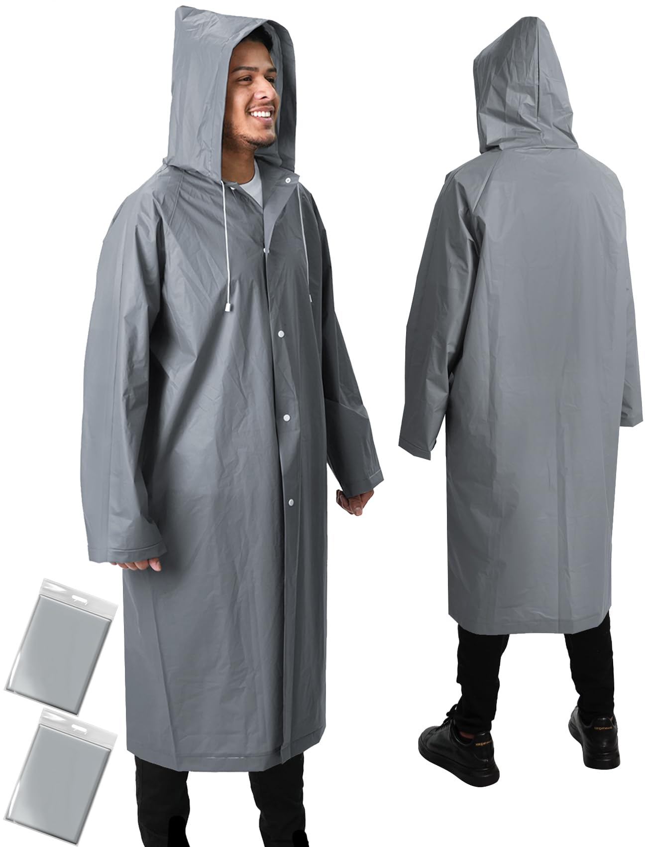 ANYOO Rain Ponchos for Adults Lightweight Reusable Raincoats for Men Women Emergency Rain Jacket with Hood 2 Pack