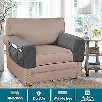 Vista 2 de Turquoize Fundas de terciopelo para reposabrazos para sillas y sofás, funda para reposabrazos de sofá reclinable con bolsillo lateral, fundas Gris