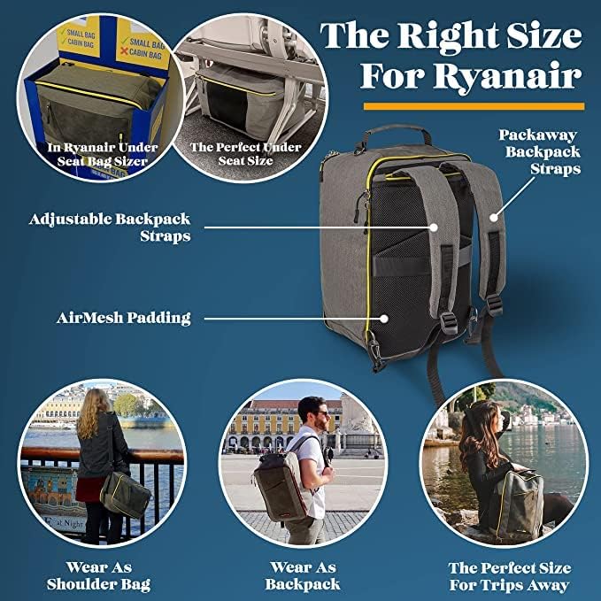 Cabin Max Kézipoggyász Hátizsák 40x20x25 cm Ryanair Wizz Air EasyJet Utazási Táska Manhattan 20L Fekete