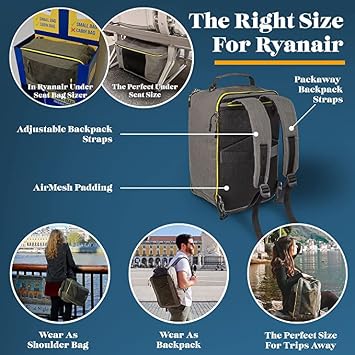 Cabin Max Manhattan Stowaway 40 x 20 x 25 cm – Maleta de Cabina para  Ryanair 40x20x25 Maleta de Viaje Barata Nuevas Regulaciones sobre Equipaje  Gratuito en Vuelos de Ryanair (Yellow Detail) : Amazon.es: Equipaje