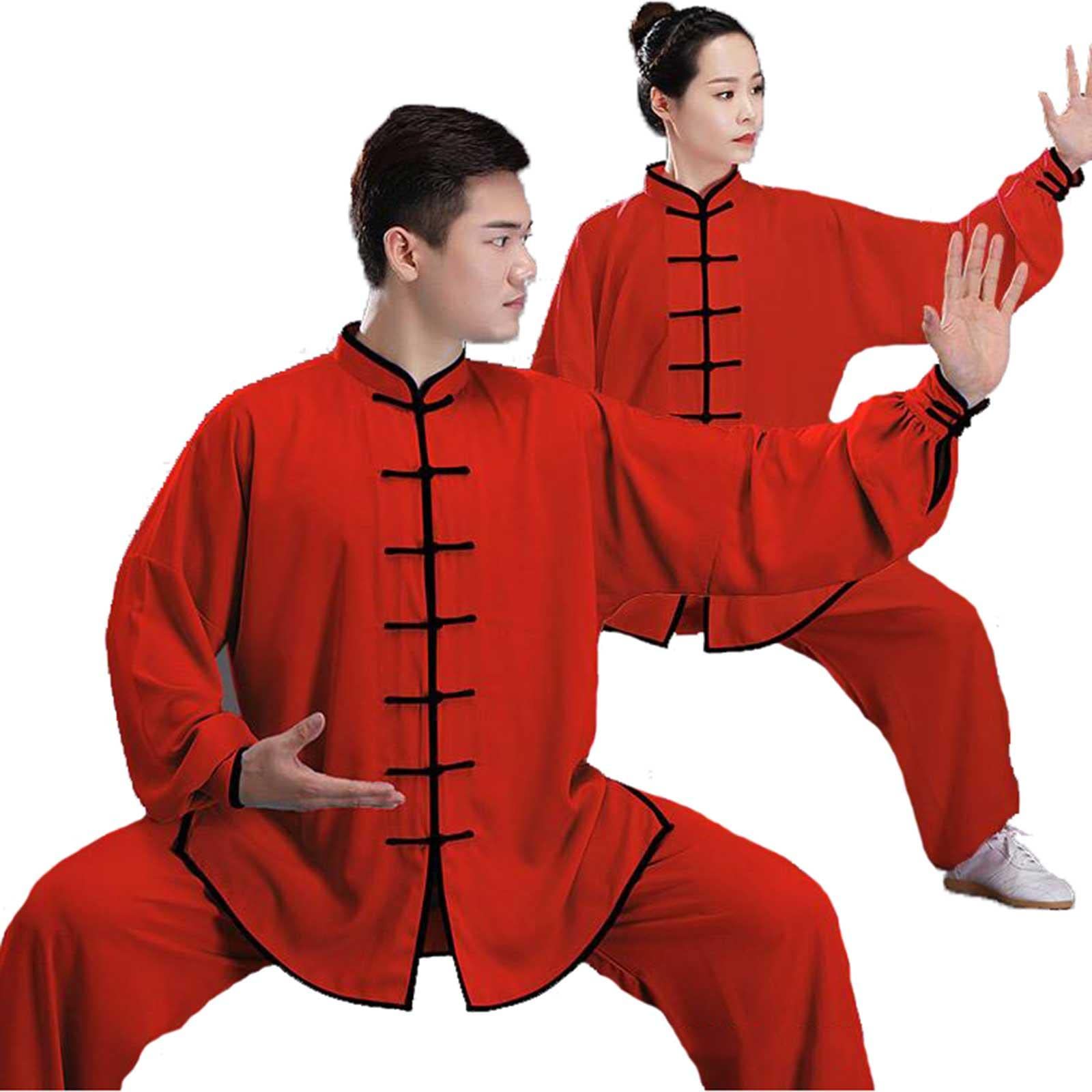 Kung Fu Tai Chi mundurek sztuki walki Wing Chun ubrania treningowe dla mężczyzn kobiet w tym ubrania i spodnie, czerwony - XXXL