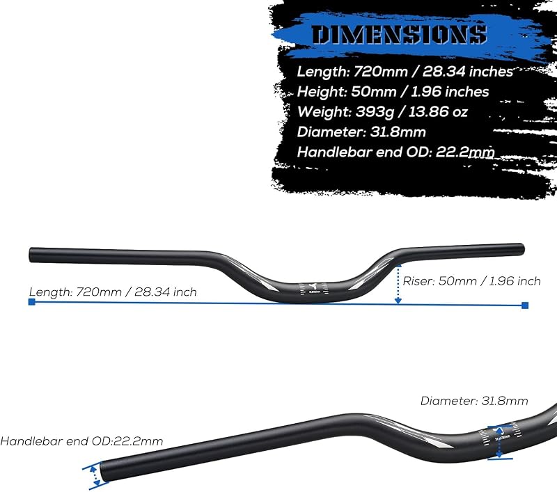 Corki MTB Kormány 31.8mm - Alumínium Könnyű Kerékpár Kormány 720/780mm - Fekete/Szivárvány Riser Bar Hegyikerékpárhoz, Országúti Biciklihez