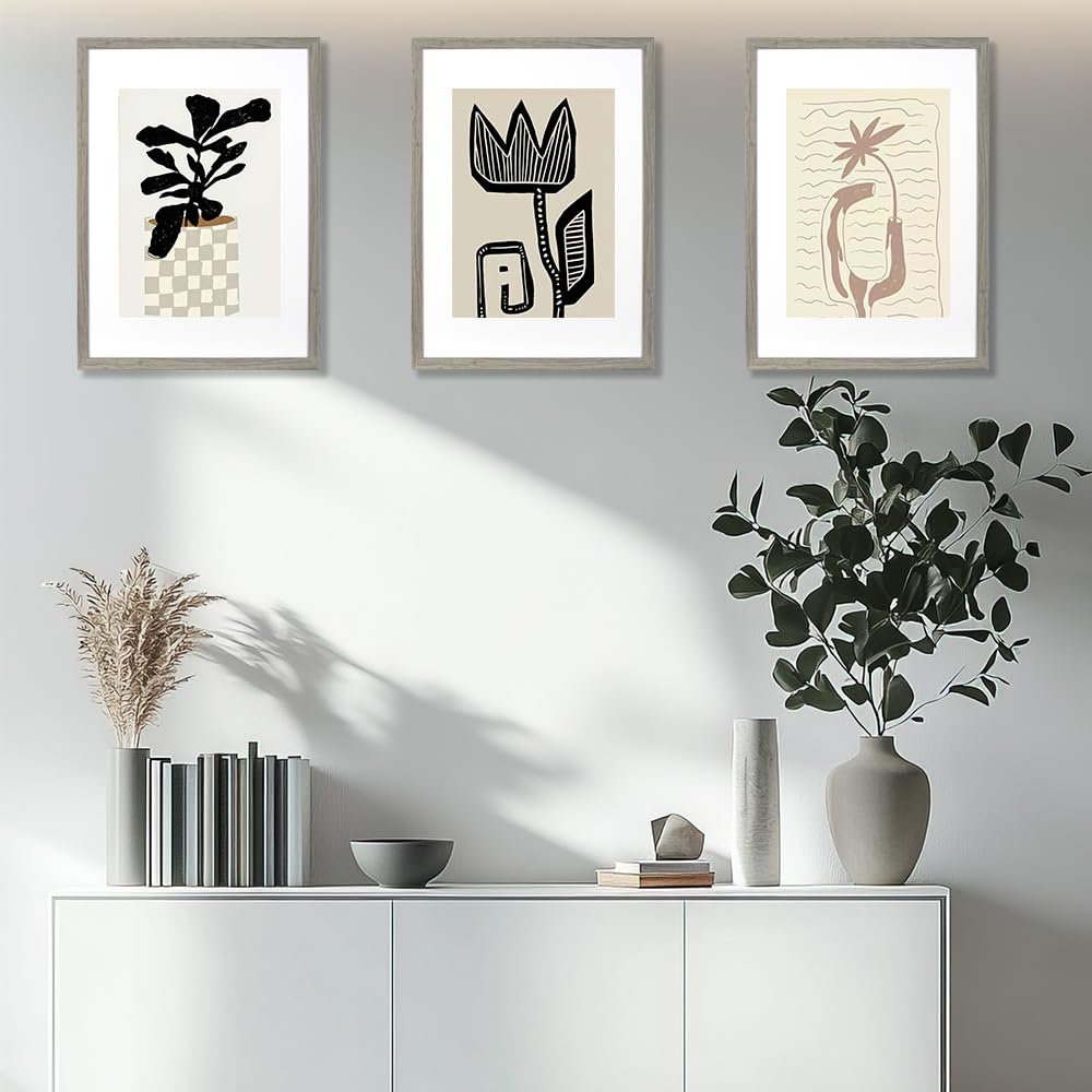 Scholar Tree Cement Grey Photo Frame Picture Frames, A3 with Mat for A4 Mount Picture, Set of 3, Wall Mountable - Image 2