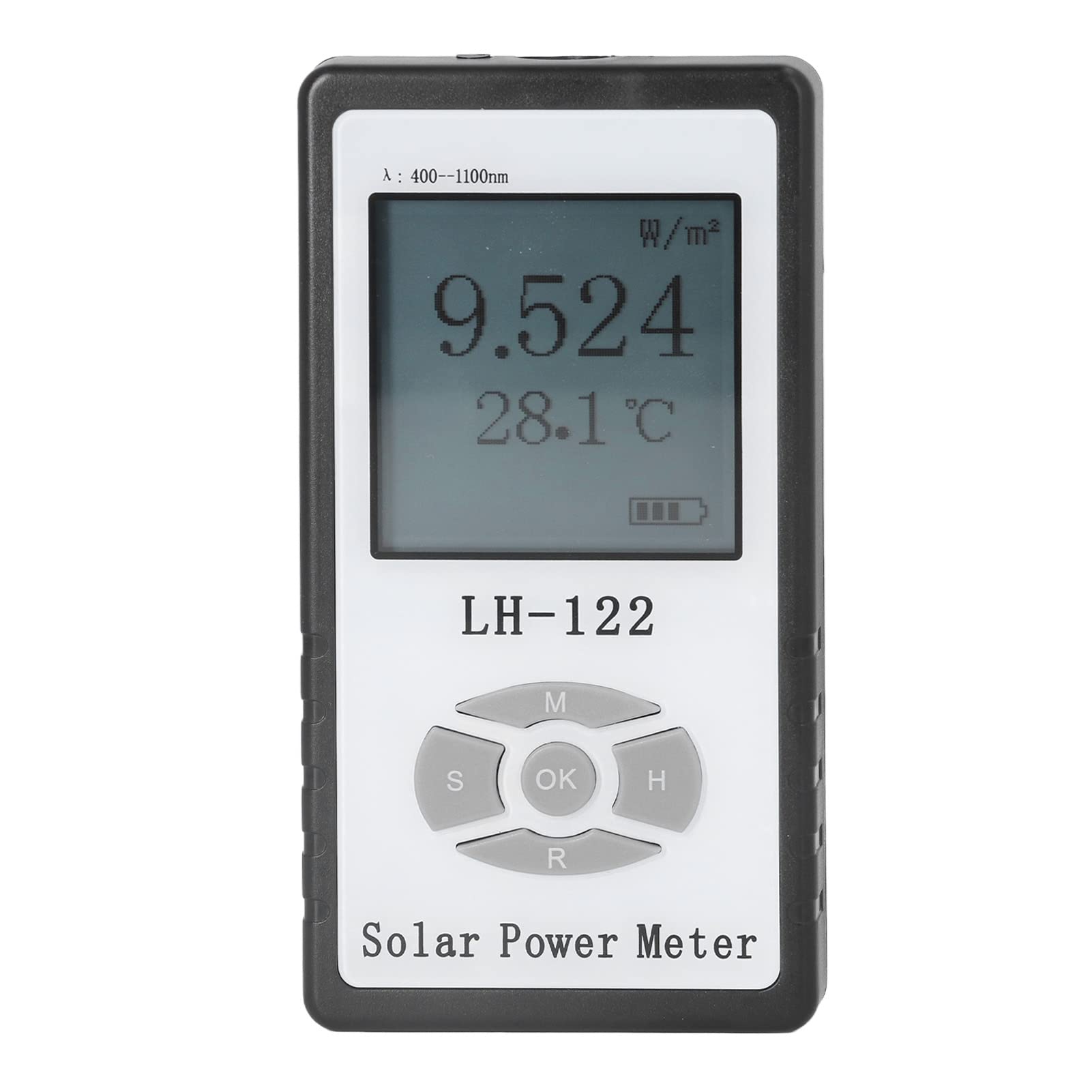 FTVOGUE Medidor de Energía Solar, Medidor de Radiación Solar Digital ABS, Probador de Energía Portátil, Instrumento de Medición de Intensidad de Luz Portátil para Control de Paneles Solares, Uso en