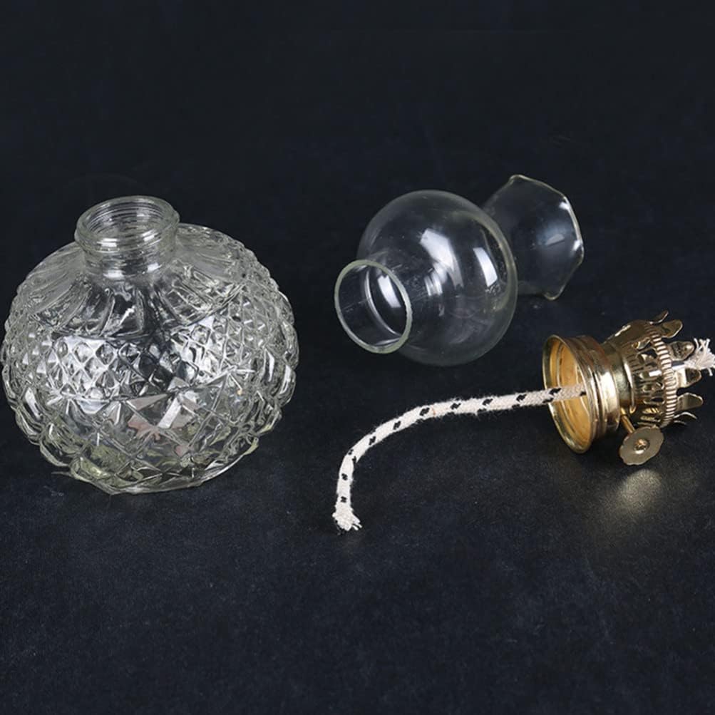 Yardwe 4pcs Oil Lamp Burner Wick Kerosene Oil Lamp Parts Brass Plated Chimney Holder Replacement Burner with Threaded Base for Antique Lamps