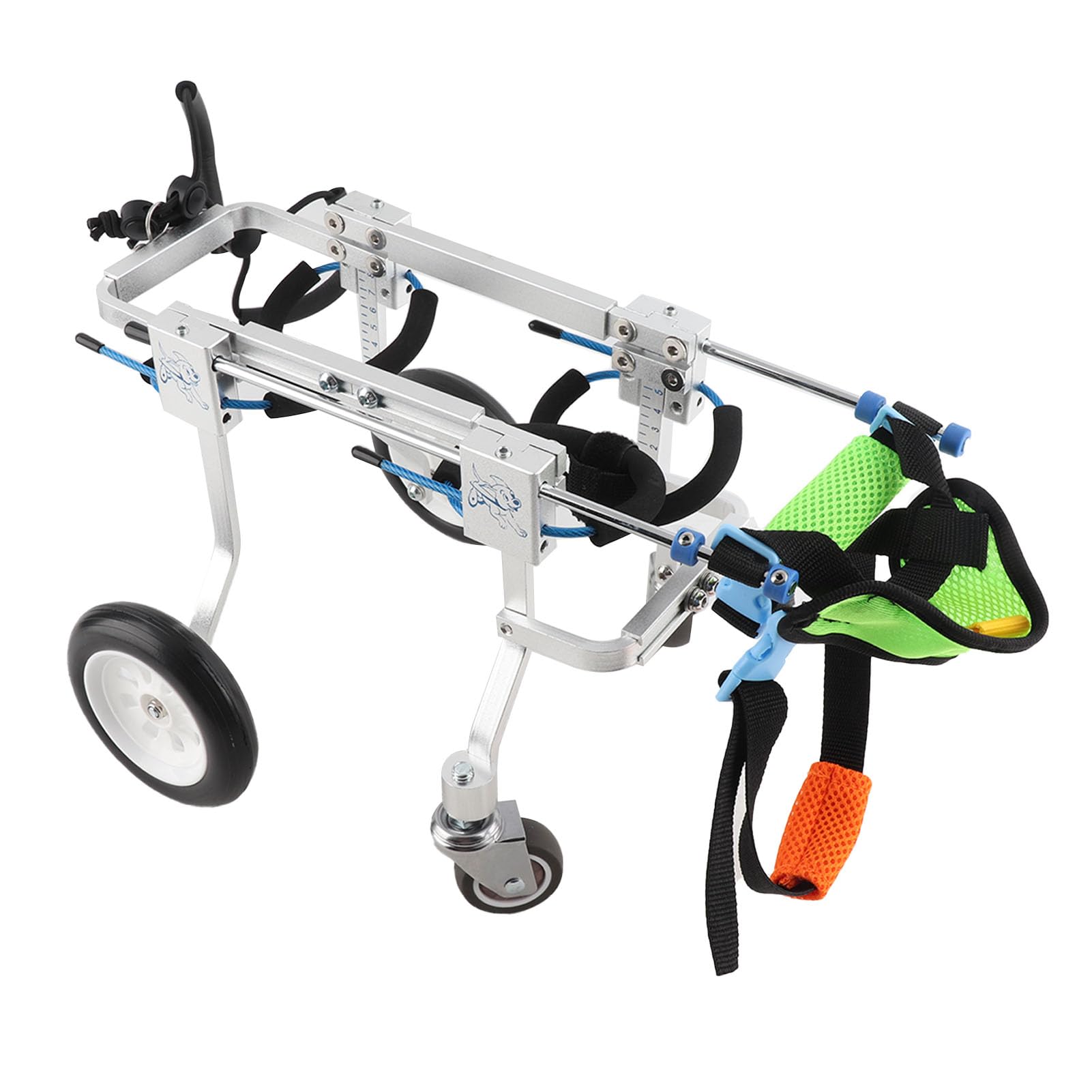 Cryfokt Silla de Ruedas Ajustable para Perros para Mascotas Paralizadas Asistente de Paseo de Aluminio Ligero para Rehabilitación 4 Ruedas