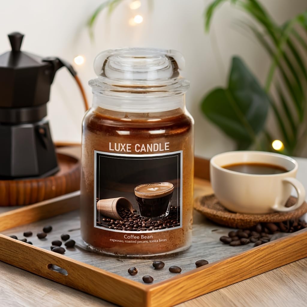 Gesanghua Bean Scented Candle 23oz Large Jar Soy Wax Candle with Espresso & Roasted Pecans Aroma Long Lasting Fragrance for Home & Office for Coffee Lovers, Relaxation