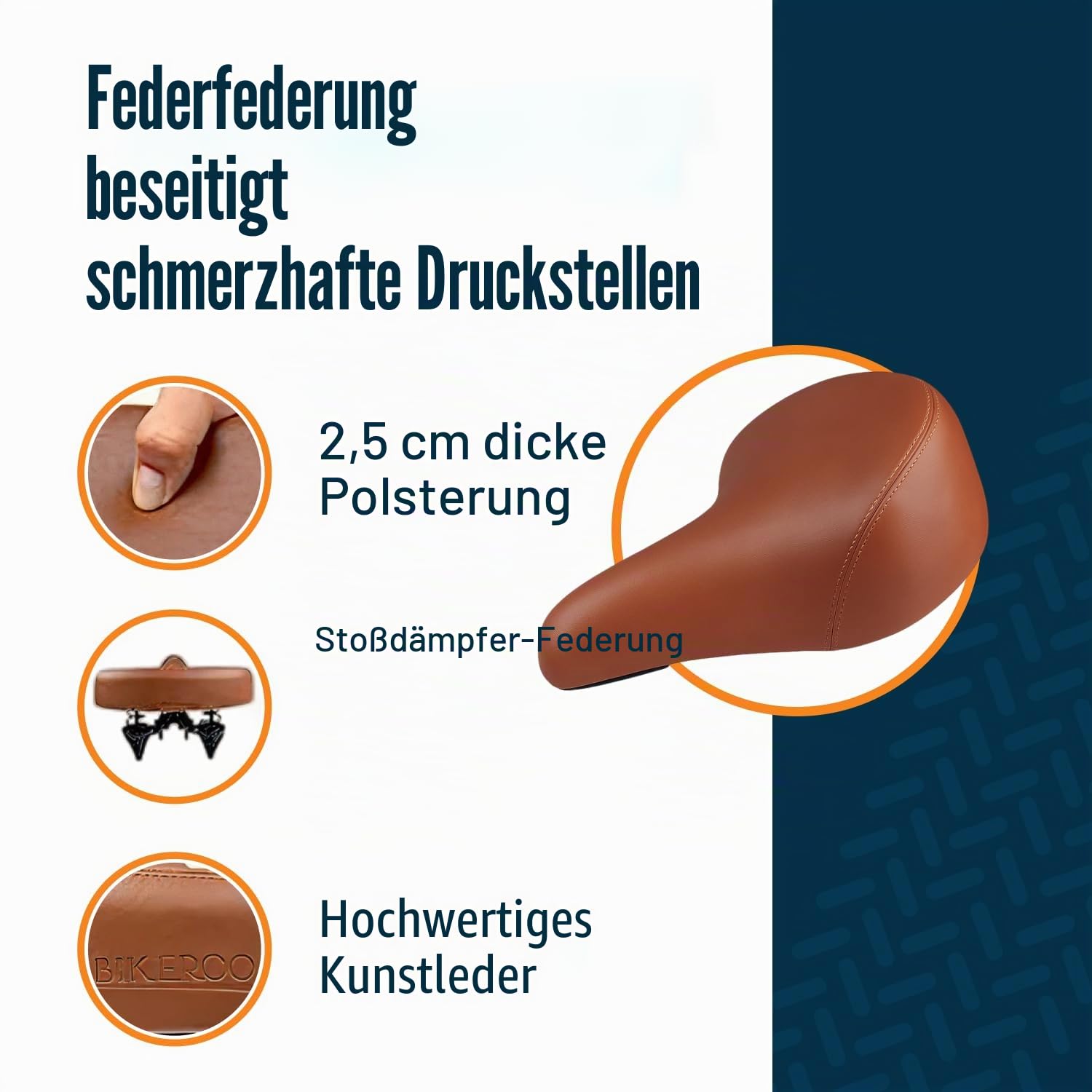 Der bequemste Fahrradsattel Cruiser Fahrradsitz Bikeroo Extra Breit [Elegant und Weich] Ausgezeichneter Ersatz Fahrradsattel für Damen und Herren mit Polsterung