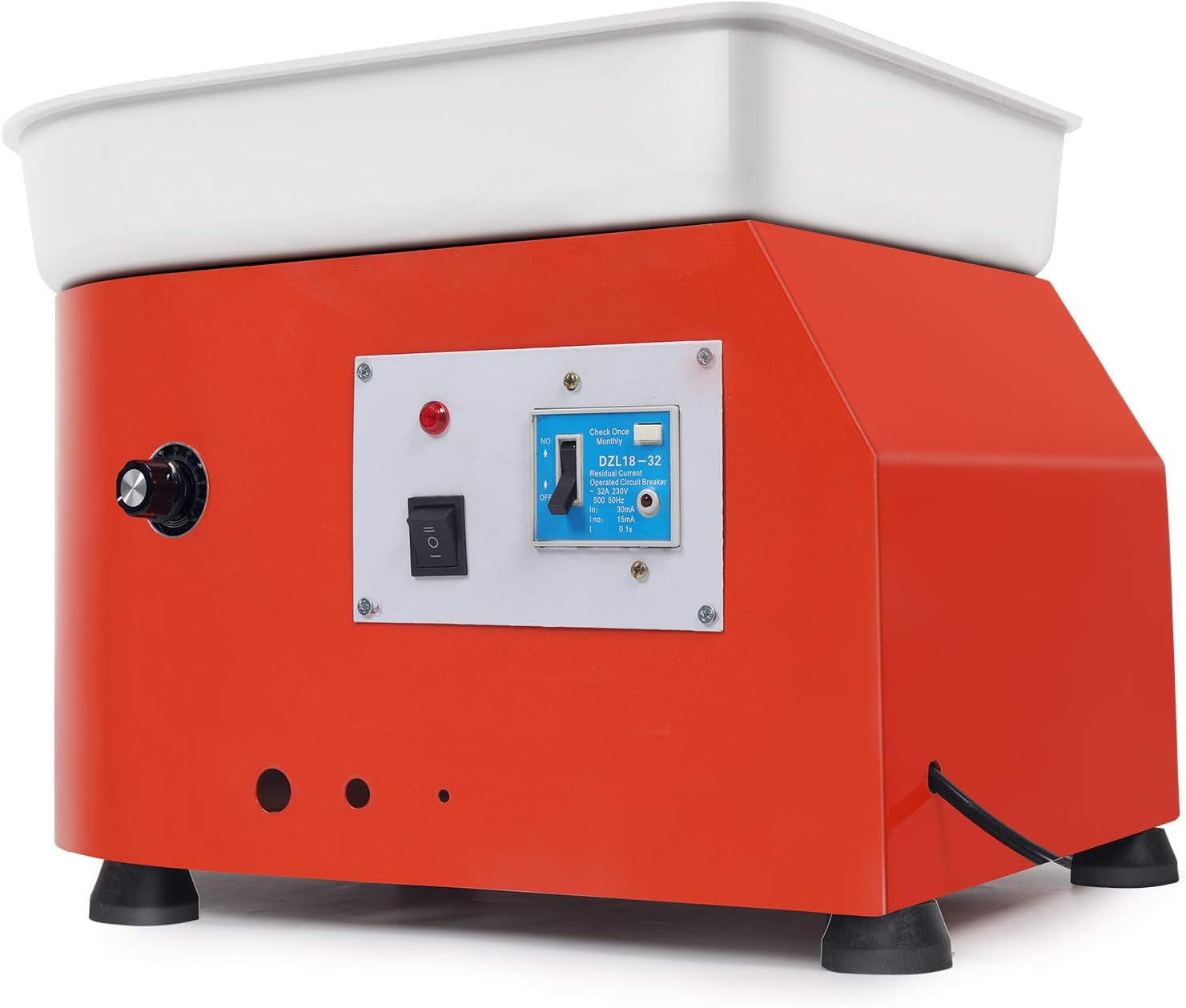 350W Pottery Forming Machine Pottery Wheel 25cm with ABS Basin Electric Pottery Wheel 110V for Ceramic Work Clay Art Craft (Red)