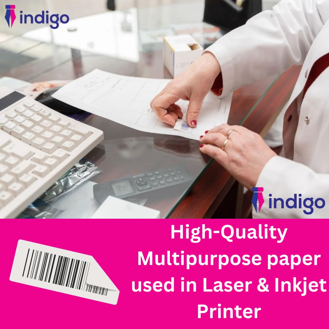 indigo® Multipurpose White A4 Sticker Labels, Inkjet, Laser, Copier, Versatile Sticker Labels for FBA UPC, Packaging, Sold - Image 3