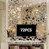 TTSAM 72PCS Silver Mirror Decals Acrylic Cobblestone Shape Wall Stickers [18PCS4 Set], Cobblestone...