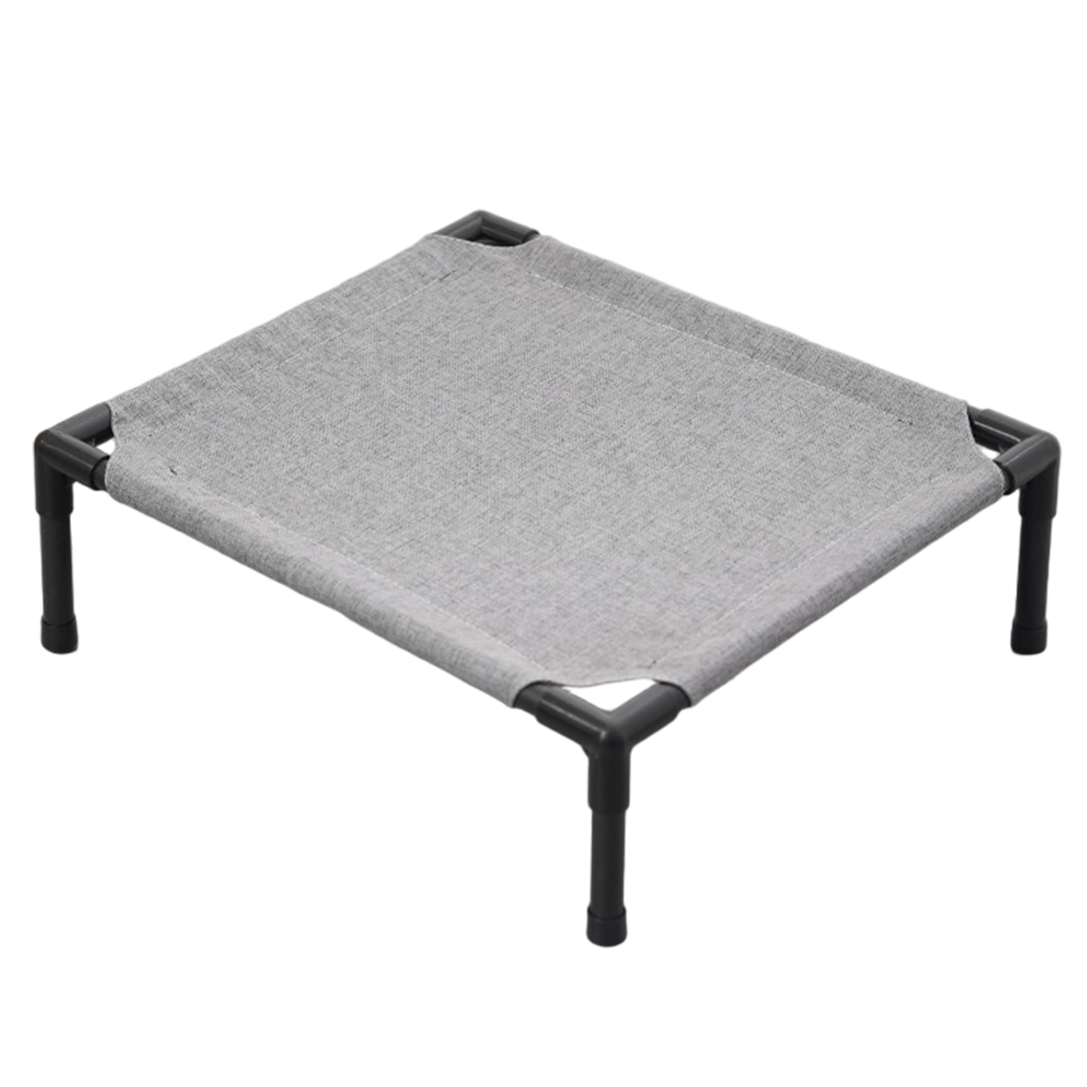 Hamac pour chat, lit pour chat surélevé en lin épais résistant à la mastication - lit pour animal de compagnie extérieur lavable pour intérieur et extérieur, gris, 17, 7 x 19, 7 x 4, pouces (jusqu