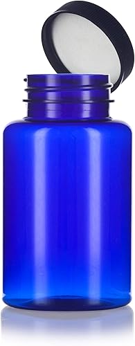 Miniatura 8 de JUVITUS Paquete de 6 botellas de plástico PET cobalto de 8 onzas con tapa acanalada negra + etiquetas