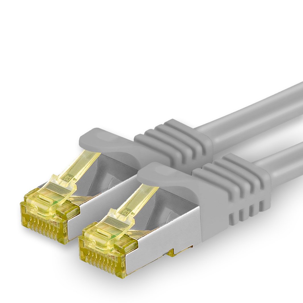 1aTTack.de Cat.7 Netzwerkkabel 5m Grau 1 Stück Cat7 Ethernetkabel Netzwerk LAN Kabel Rohkabel 10 Gb s SFTP PIMF LSZH Set Patchkabel mit Rj 45 Stecker Cat.6a