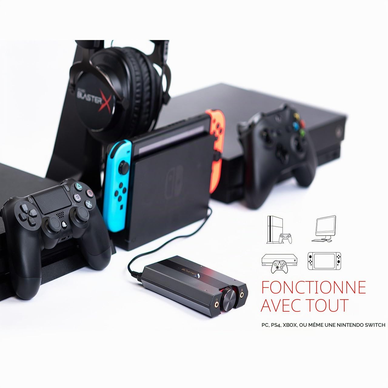 CREATIVE Sound BlasterX G6 (USB-C) DAC Gaming Haute résolution 130 DB, 32 Bits / 192 kHz, Carte Son USB Externe, Dolby Digital, Son Surround virtuel 7.1, contrôle du Retour Micro (Sidetone)