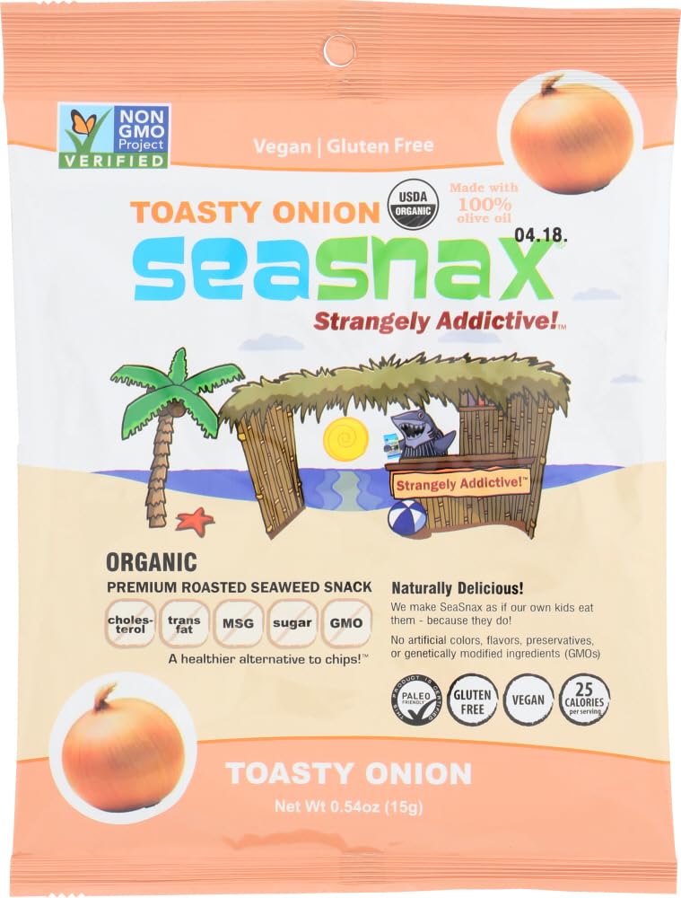 Organic Premium Roasted Seaweed Snack, Toasty Onion, 0.54 oz (15 g)
