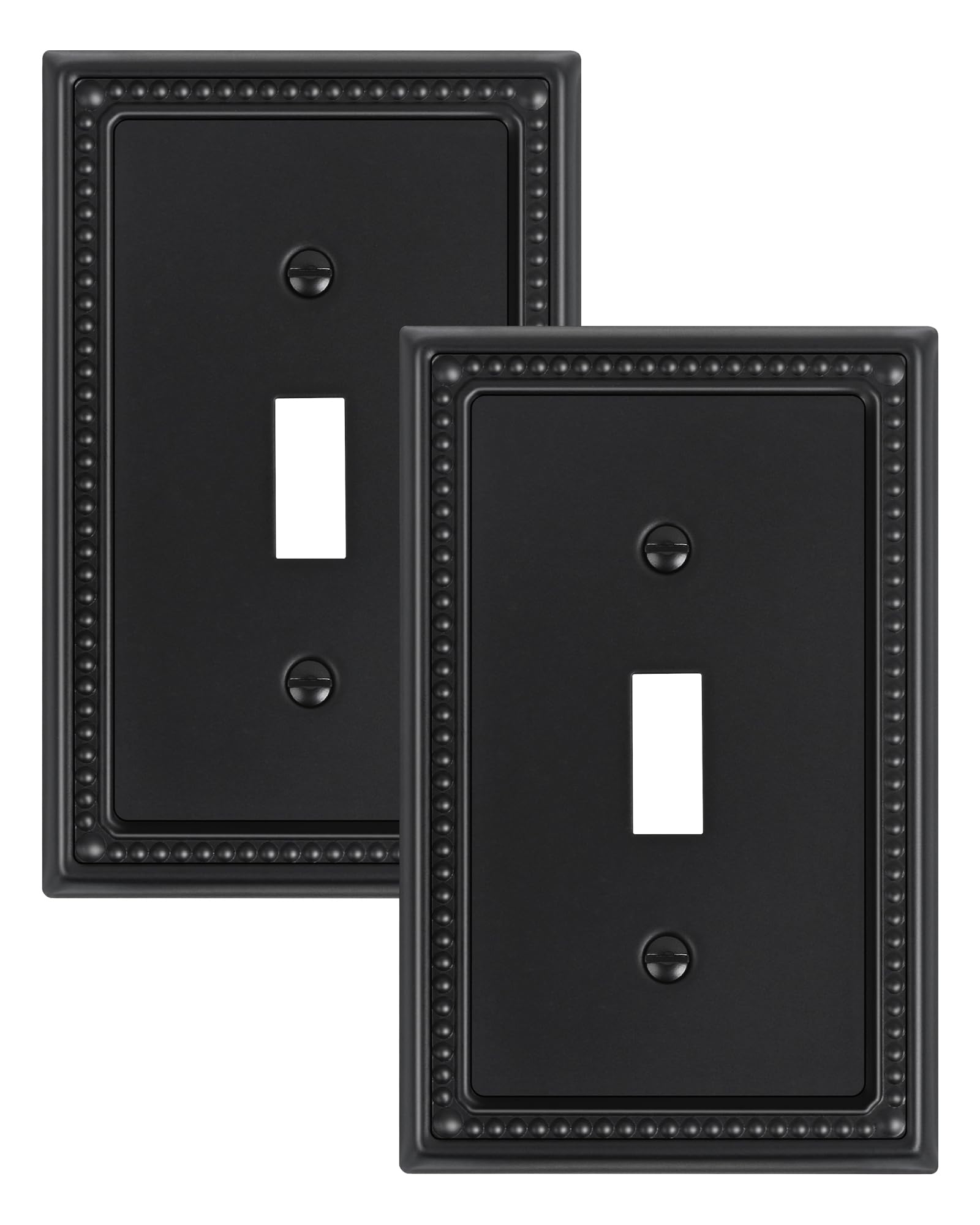 2-Pack Single Toggle Light Switch Cover Plate, Pearls Decorative Switch Plate Covers, Black 1 Gang Metal Wall Plate, Corrosion Resistant - 1