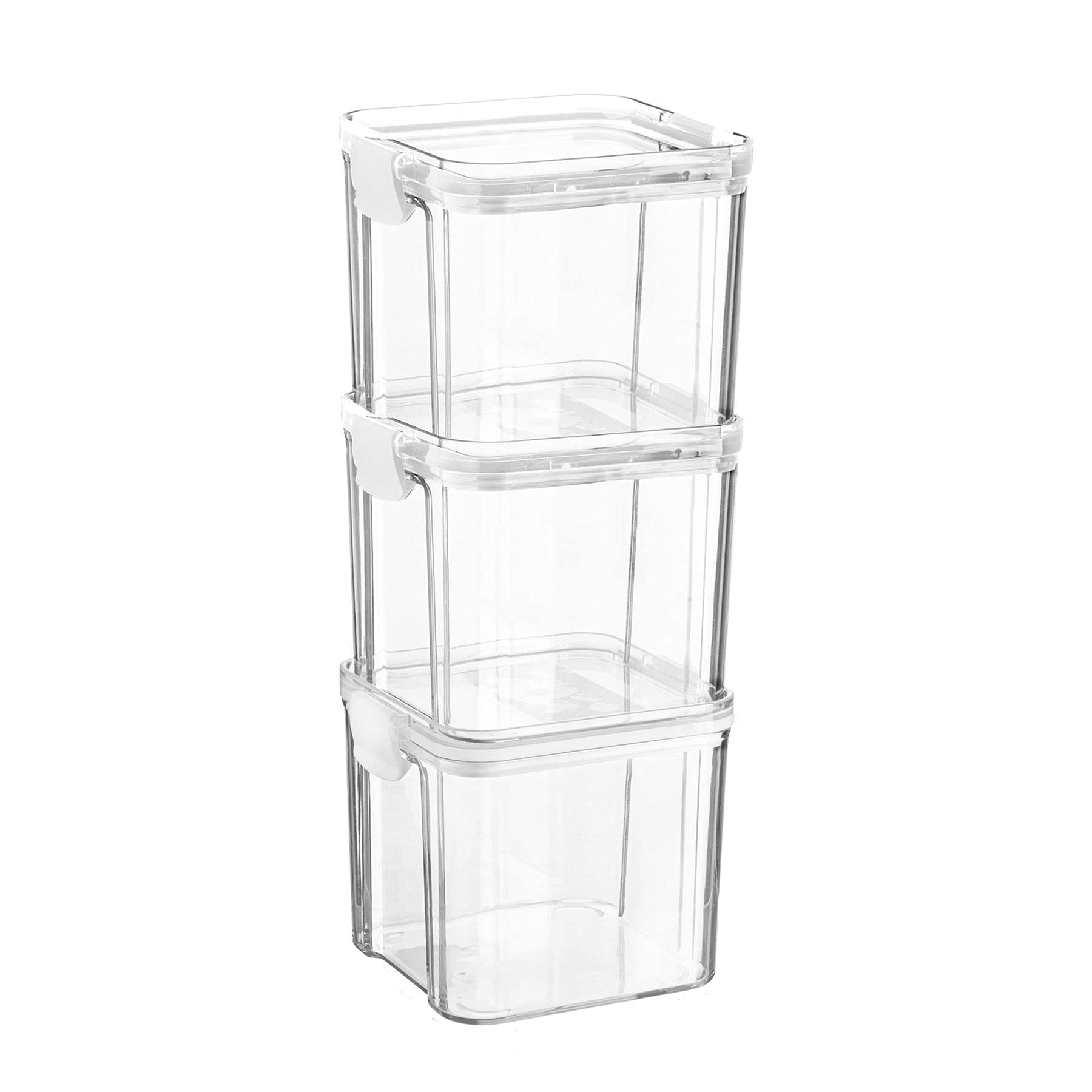 Argon Tableware Food Storage Containers - 700ml - White - Pack of 3 - Clear Airtight Reusable Stackable Freezer Storage Meal Prep Container Lunch Tupperware Box with Clip-Lock Lid