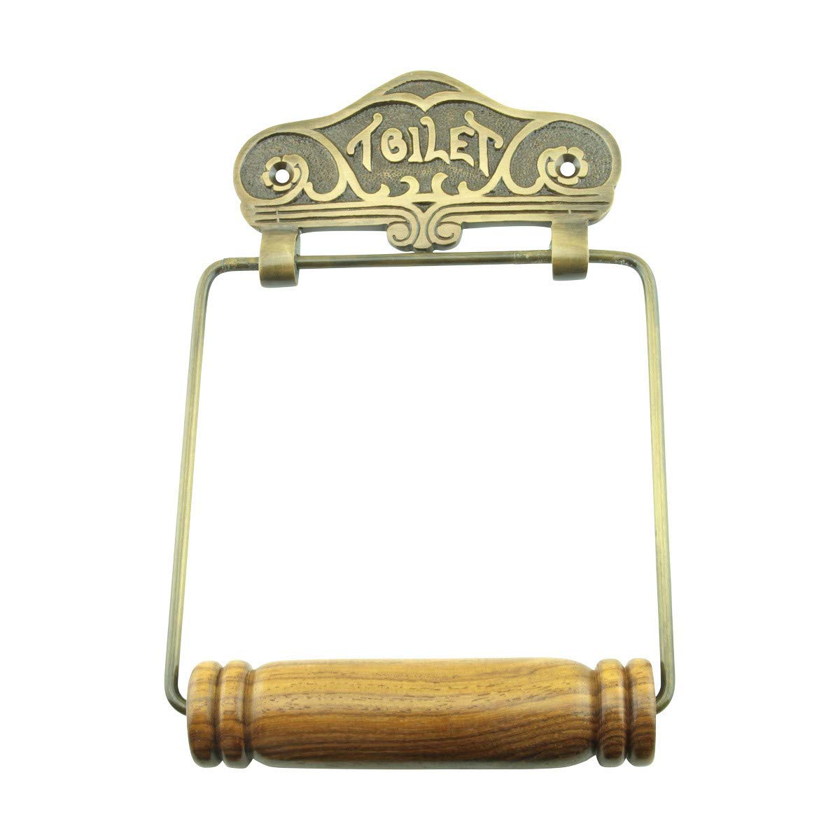 Bright Brass Wall Mount Toilet Paper Holder 7.25" Wide Vintage Crown Style Solid Brass Easy Install Toilet Tissue Paper Holders with Wooden Roll for Bathroom | Renovators Supply Manufacturing — Amazon image 13