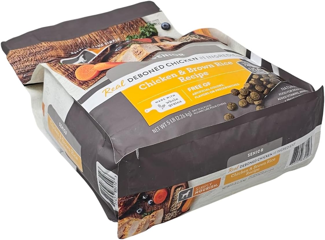 SIMPLY NOURISH Senior Chicken and Brown Rice Dry Dog Food, 5 Pound Bag