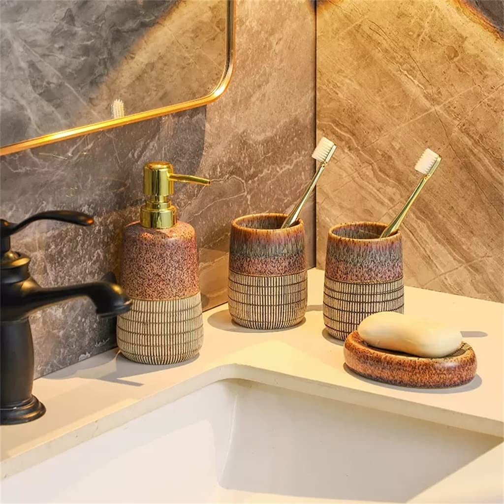 Pięcioczęściowy zestaw kosmetyków łazienkowych, Ceramiczny zestaw do mycia łazienki, 5 elementów, artykuły łazienkowe, kubek płukania ust, kubków szczoteczki zębów