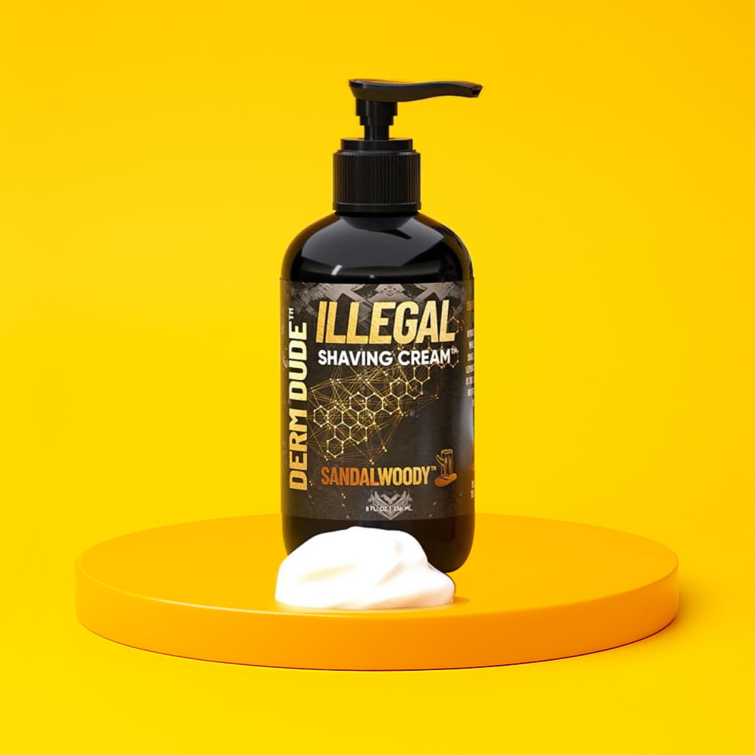 Derm Dude Illegal Shave Cream for Men | Ultra-Slick Shaving Cream for Sensitive Skin | Fights Razor Burn, Bumps, Nicks & Cuts | Smooth Glide Formula – Sandalwoody Scent, 8oz