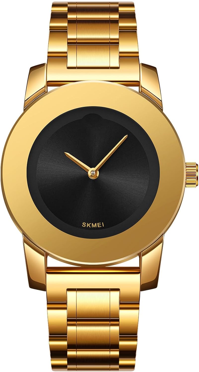 Gosasa Elegant Unisex Stainless Steel Waterproof Quartz Watch with Diamond Accents - Minimalist Luxury Business Casual Wrist Watch for Men and Women