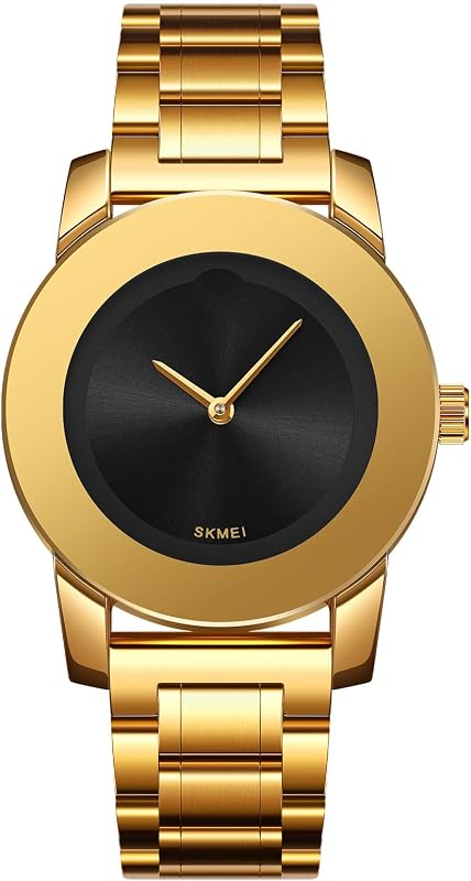 Reloj de cuarzo unisex de acero inoxidable, detalles de diamantes | Diseño minimalista elegante, construcción resistente al agua, adecuado para reuniones de negocios, salidas informales y ocasiones formales.