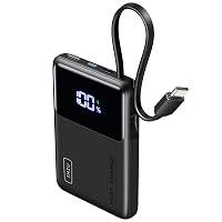 INIU 45W Power Bank, 10000mAh Ricarica Rapida Powerbank con Cavo USB C Integrati