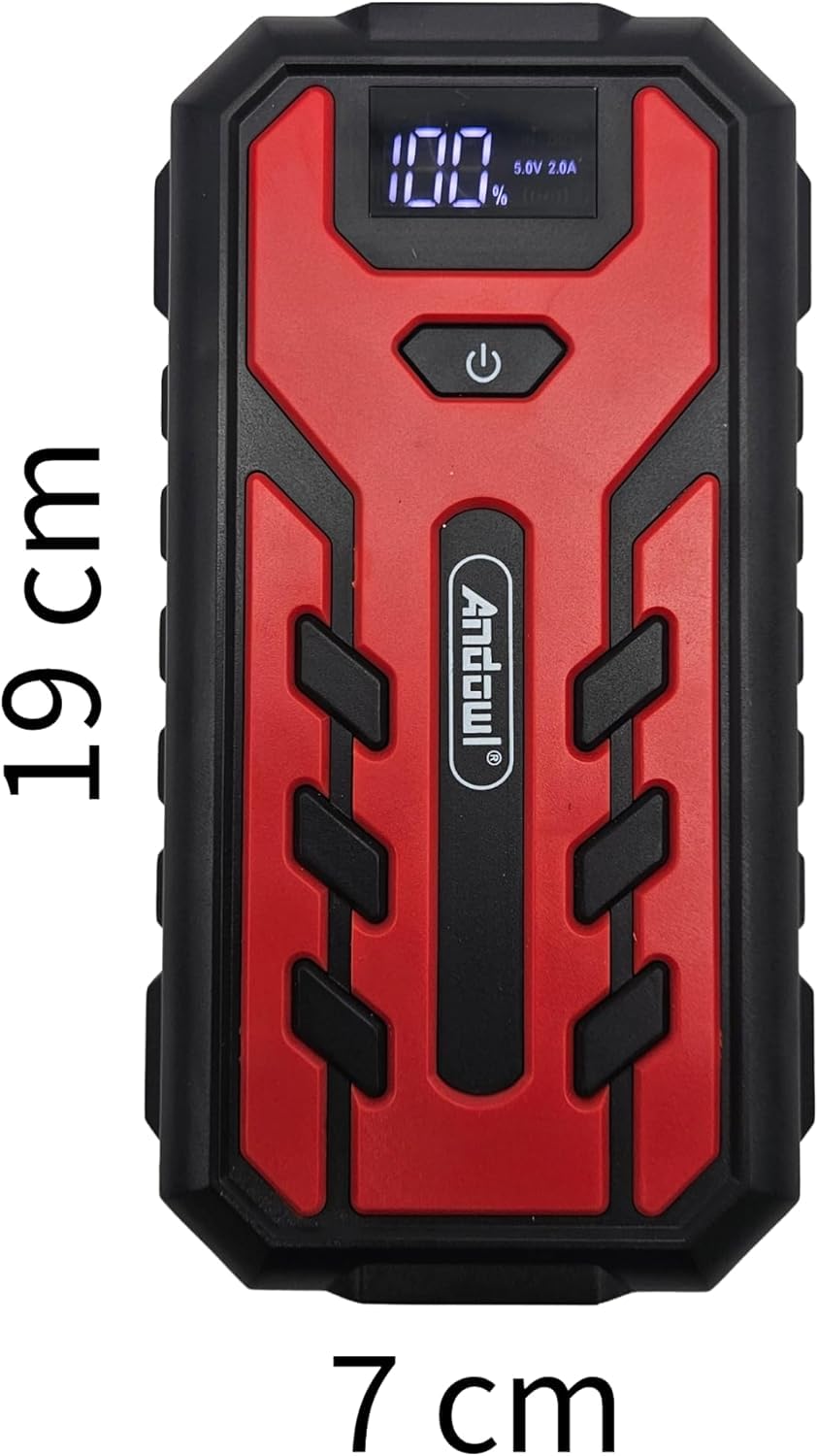 Avviatore di Emergenza Auto 12V 600A 20000mAh Powerbank Jump Starter con Display LCD e Torcia LED Booster Batteria per Auto Moto Camper Diesel e Benzina con 2 Porte USB con Valigetta e Cavi