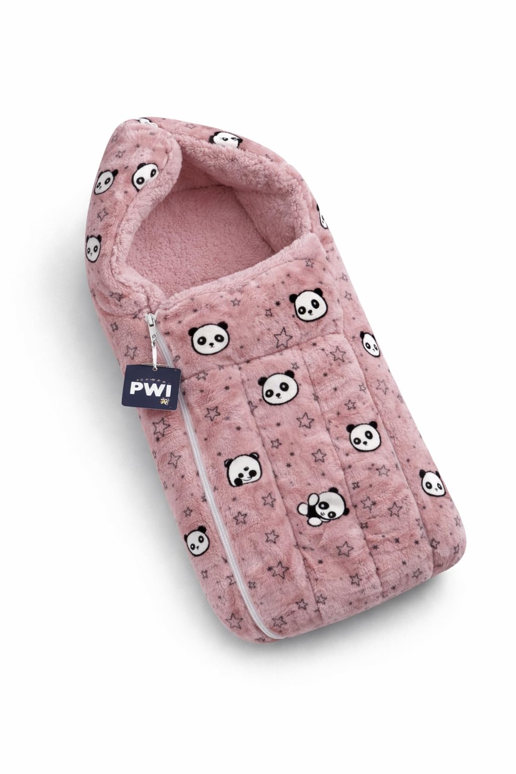 PWI Baby Sleeping Bag for 0–6 Months, Ultra Soft Plush & Sherpa Warm Winter Wrapper with Hood & Zip, Newborn Swaddle Blanket for Stroller & Home Use-image-37