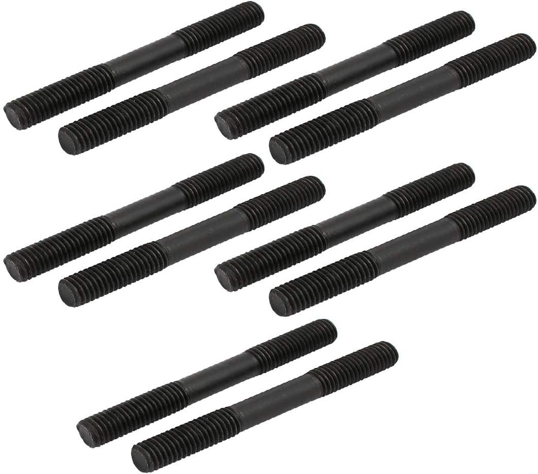 New Lon0167 1/2'' Thread 5'' Length Carbon Steel Double End Stud Fastoner Black 10pcs(1/2' 'Gewinde 5' 'Länge Kohlenstoffstahl Doppelendstecker Fastoner Schwarz 10St