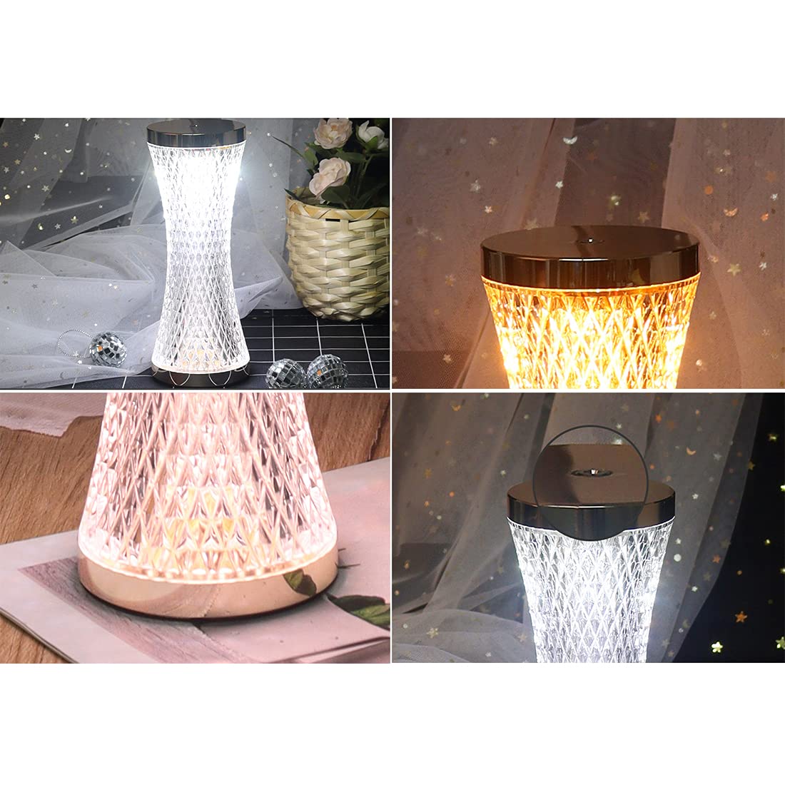 Lampada da comodino a LED senza fili Luce notturna ricaricabile portatile 1000mAh Lampada da scrivania dimmerabile a 3 colori a batteria per soggiorno di hotel Camera da letto Ristorante Caffetteria