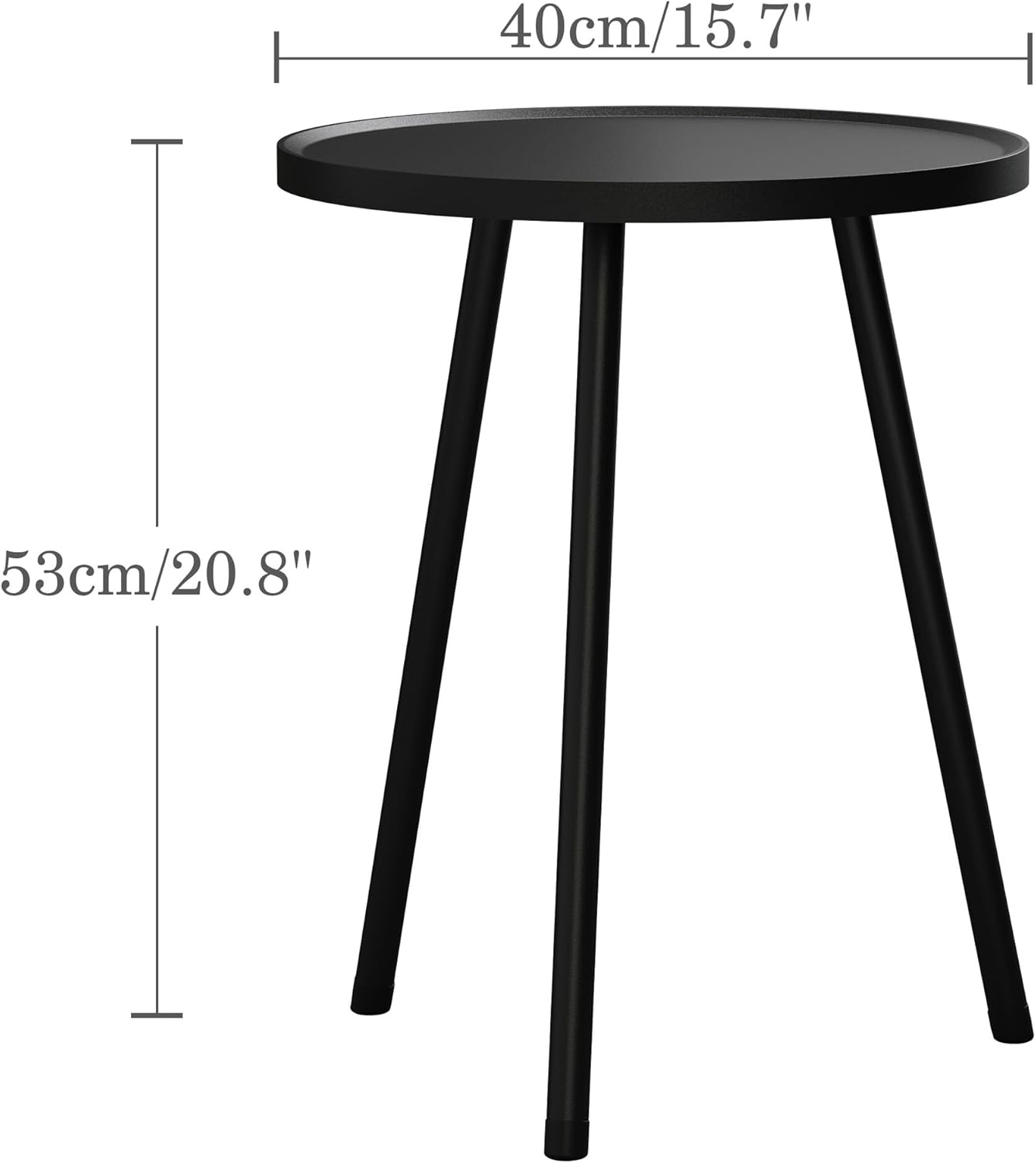 Round Side Table, Small End Table, Drink Table for Couch, Mini Tea Table for Sofa, Modern Accent Nightstand for Small Space, Living Room Bedroom LET521BK