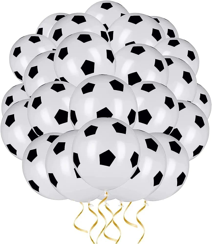 PartyMane Soccer Football Party Balloons - Latex Balloons for Birthday Decorations 12 Inch (30 Pcs)
