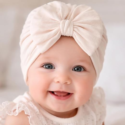 Trubliz Baby Girl Turban Hat Pack of1, Random design &amp; color. Soft &amp; Stylish Cotton Winter, Summer Cap | Adjustable, styli...