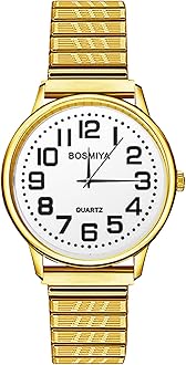 OIDEA Elastic Strap Watches for Women: Large Face Clear Number Women's Easy Reader Watch Analog Quartz Wrist Watch Ladies Watch Stainless Steel Expansion Band