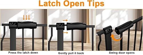 Miniatura 5 de HOOEN - Puertas de bebé extra anchas de 30 pulgadas de alto para puertas, escaleras de 86 a 105 pulgadas, puertas grandes y largas montadas a