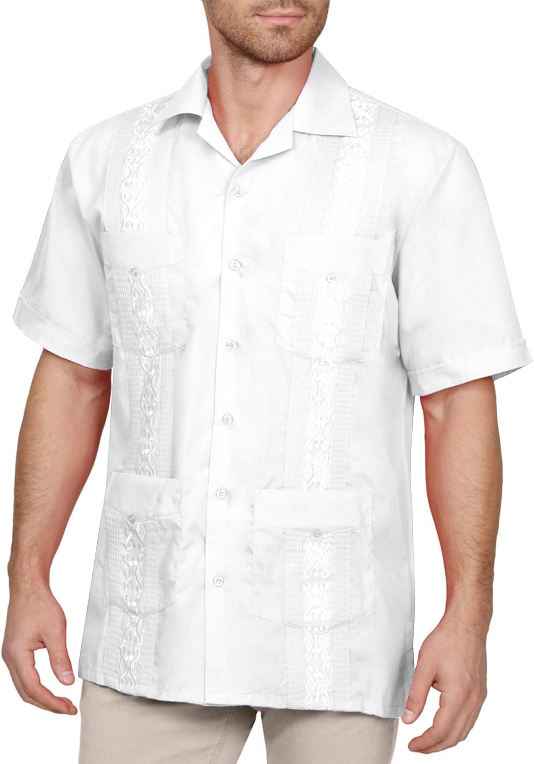 NE PEOPLE Men's Short Sleeve Cuban Guayabera Button Down Shirts Top S-4XL