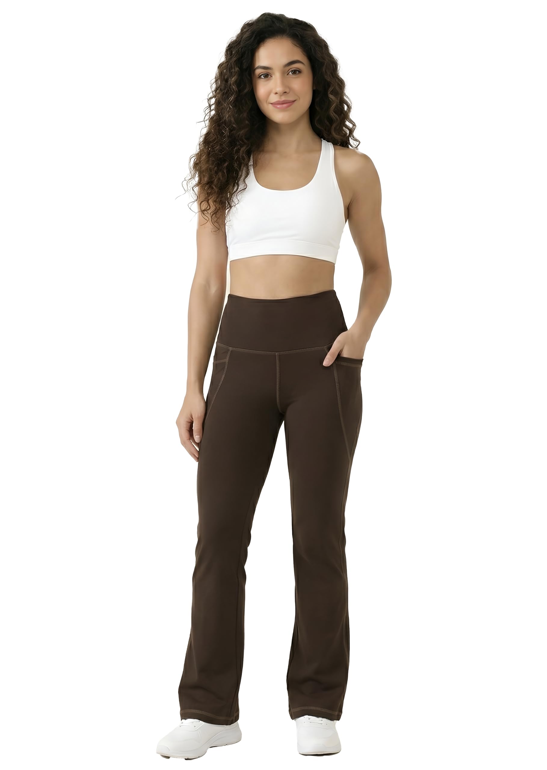 Rock Paper Scissors Premium Flare Gym Pants High Waist Stretchable Flared Leggings with Pockets Gym wear/Active Wear Tights Yoga Pants Womens Workout Tights Gym Tight Black-picture-14