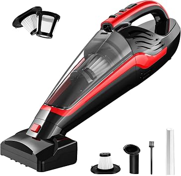 Powools Pet Hair Handheld Vacuum Cordless, Car Vacuum Rechargeable with Reusable Filters, Motorized Brush and Multi-Accessori