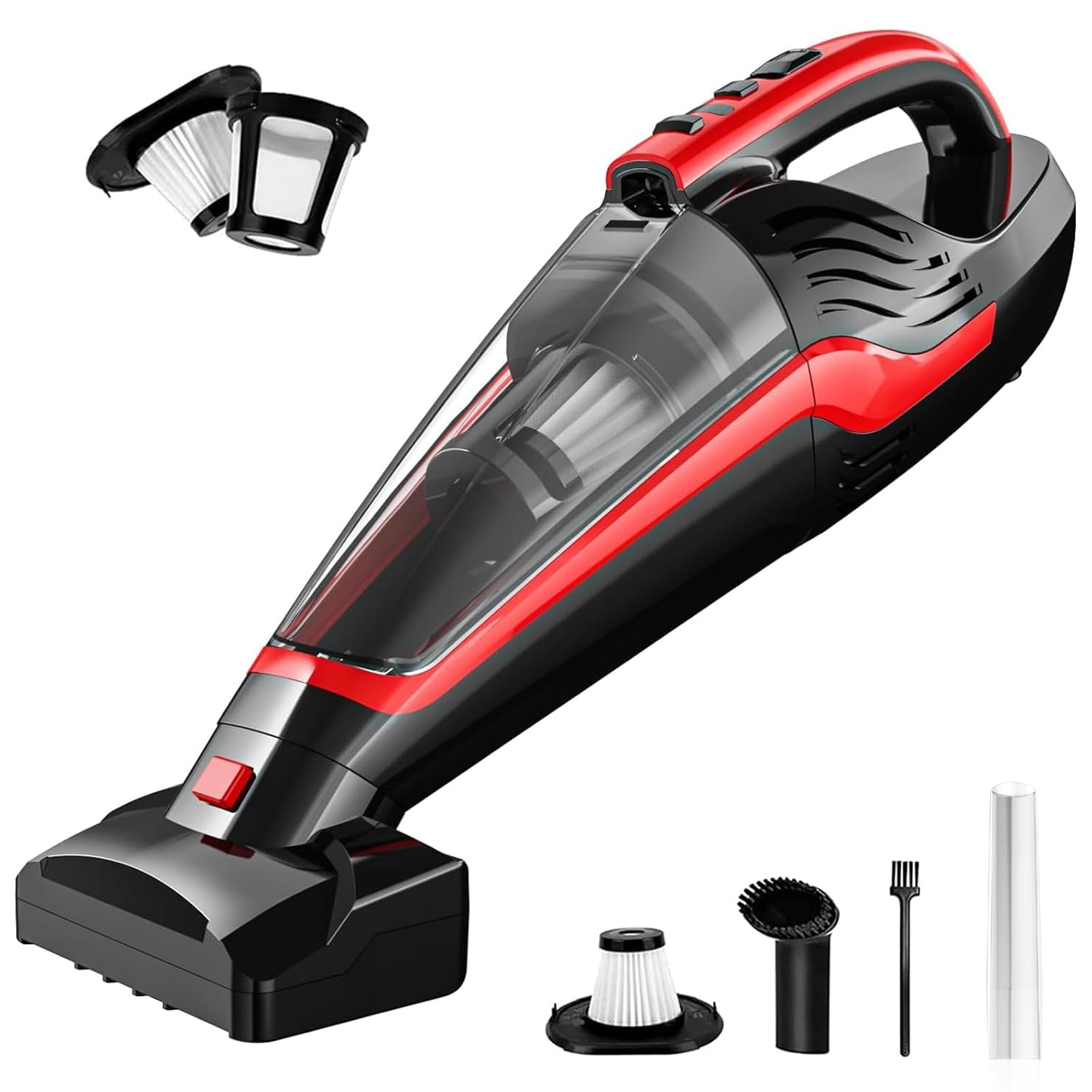 Pet Hair Handheld Vacuum Cordless Car Vacuum Rechargeable with Reusable Filters Motorized Brush and Multi-Accessories for Carpet Couch