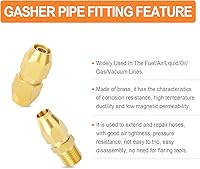 Vista 40 de GASHER 10PCS Brass Pneumatic Replacement Fitting, Reusable Hose End Repair Fitting 1/4" Barb（Suitable for 1/4" ID，5/16" OD air hose) x 1/4" NPT Rigid