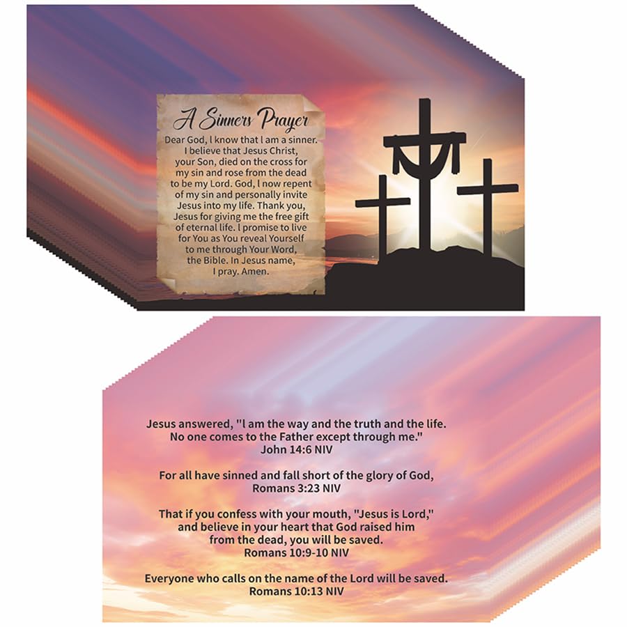 Kerosly 200 Pcs Sinner’s Prayer Cards Bulk, Christian Bible Tract Salvation Cards, Double-Sided Gospel Scripture Cards, Religious Pocket Cards for Witnessing, Ministry, Church Outreach, Gifts